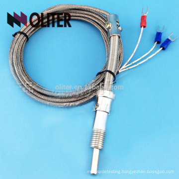 pressure spring rtd silvery shielding flexible cable ss304 ss316 probe temperature sensor manufacturer pt100